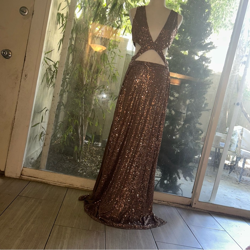 Fashion Nova Bronze Sequin Maxi Dress - Picture 2 of 12